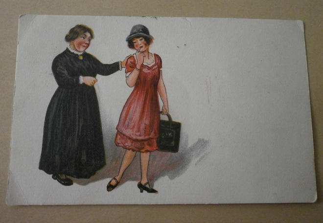 Äiti varoittelee tytärtään (1920-luvun tyylikäs leidi), kulk