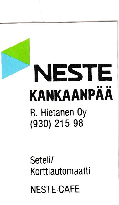 Kankaanpää .R. Hietanen Oy NESTE,  s107