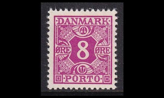 Tanska PORTO_34 ** 8 öre lila (1937)