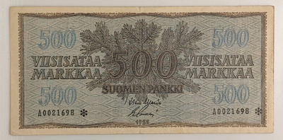 500 markkaa 1955 A0021698*