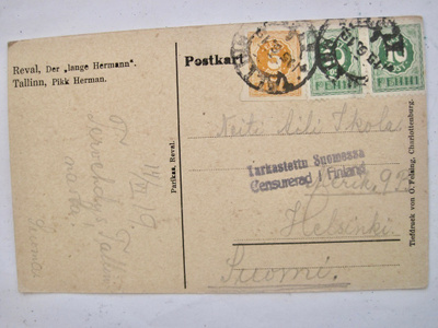 VANHA Kortti Viro Eesti Vapaussodan Posti Suomeen 1919
