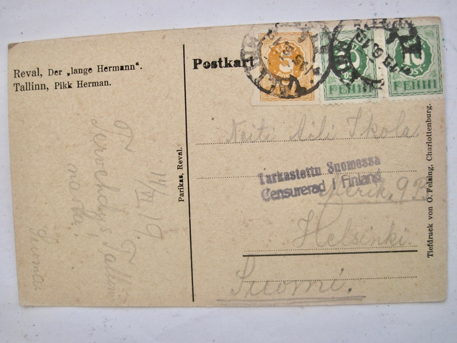 VANHA Kortti Viro Eesti Vapaussodan Posti Suomeen 1919