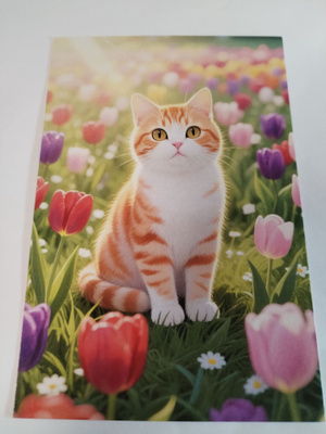Kissa kortti,kulkematon,vaikka kehyksiin tauluksi.