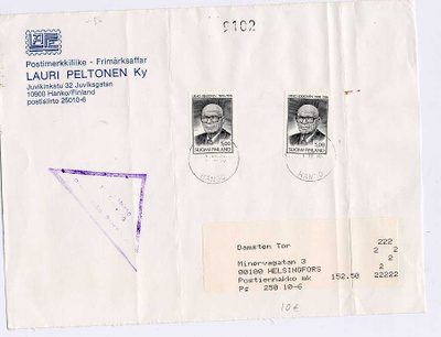 1986 Kekkonen 2 kpl postiennakkokirje - etusivu