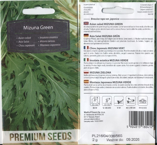Japaninkaali "Mizuna Green" - siemenet #