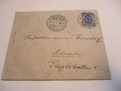 1908 Jalkala (Kivennapa) venäläisleima R4 kuorella sisältö