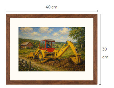 Uusi Kaivuri traktori art print 30 cm x 40 cm