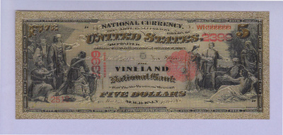 USA 5 Dollars New Jersey UNC kullattu (muoviseteli)