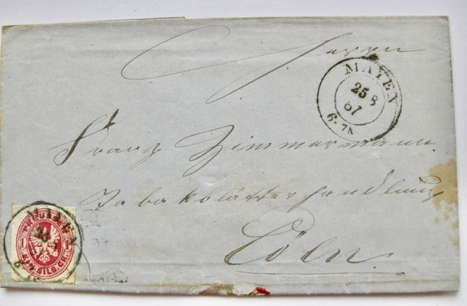 VANHA Kirje Saksa Preussi Germany Prussia 1867