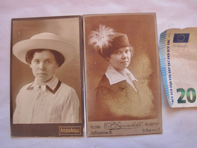 2 VANHAA CDV Valokuvaa Naiset KIVAT Hatut 1900-l Helsinki
