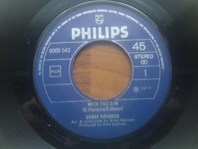 DEMIS ROUSSOS - WITH YOU 7 " Vinyyli Single ( PHILIPS )