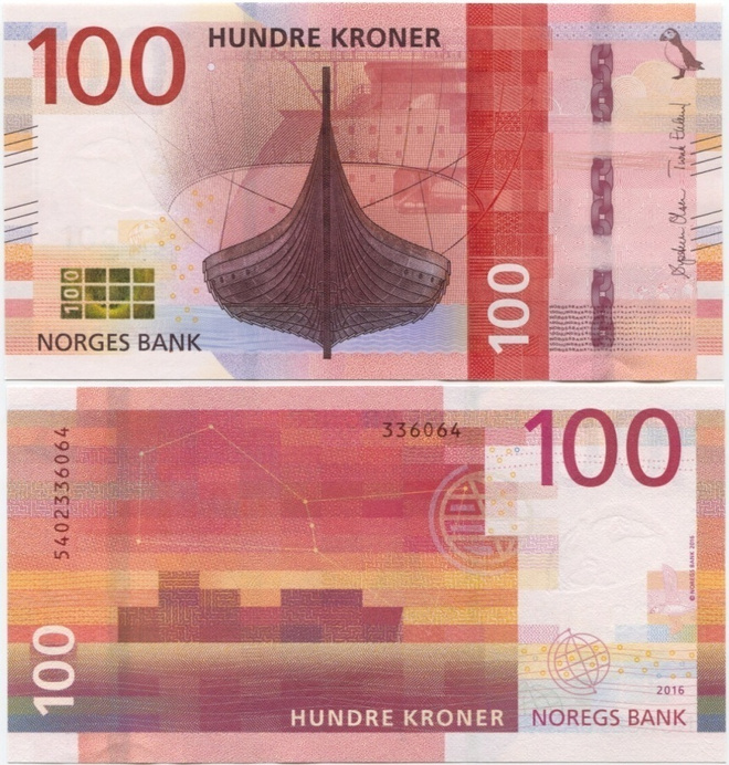Norja Norway 100 Kroner 2016 (2017) UNC, uusi design/sarja