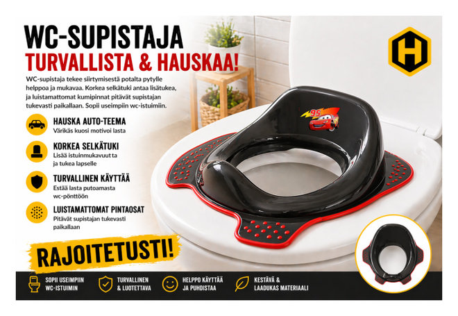 Disney Cars WC-supistaja – turvallista ja hauskaa pottaharj