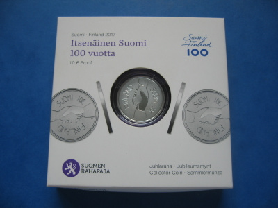 Suomi 10e hopea juhlaraha Itsenäisyys 100 v. - 2017 PROOF