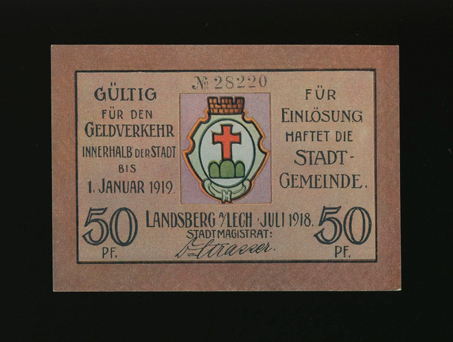 Saksa Notgeld 50 Pfennig, Landsberg 1.7.1918