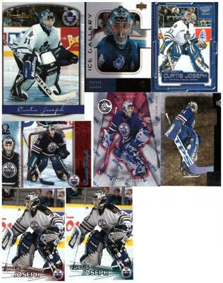 8 x Mv CURTIS JOSEPH Maple Leafs, Oilers, Erikois ym. Kortt.