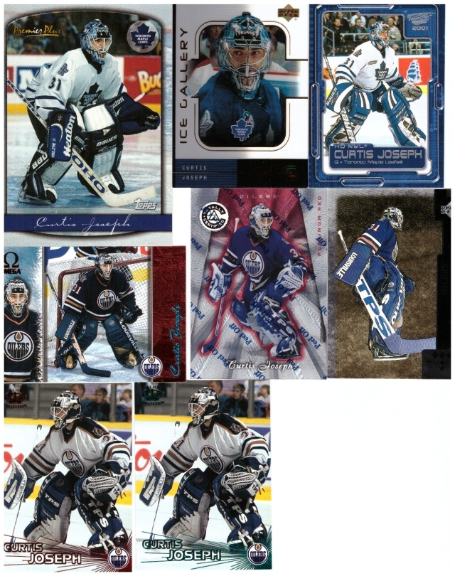 8 x Mv CURTIS JOSEPH Maple Leafs, Oilers, Erikois ym. Kortt.