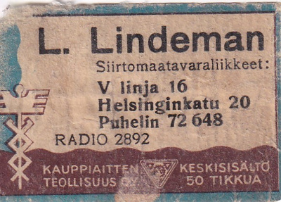 Helsinki, L. Lindeman , Radio 2892    b563
