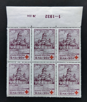1932 Punainen Risti 2mk+20p numerokuusilo **