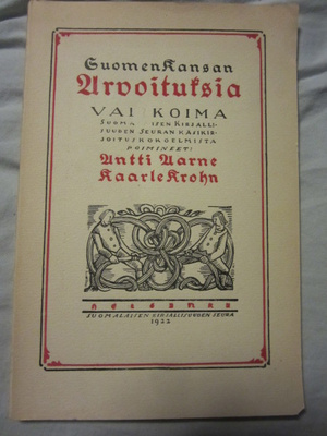 Suomen Kansan Arvoituksia Valikoima SKS 1922 Aarne / Krohn