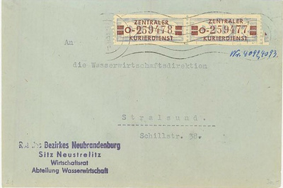 DDR Verwaltungspost Mi 21 pari kirjeellä