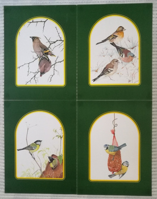 Taidejuliste/art print, 4 kpl lintuaiheisia, T. Lambert