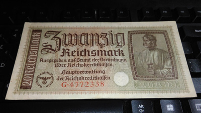 Germany Saksa 20 Mark 1940-45 P139 VF