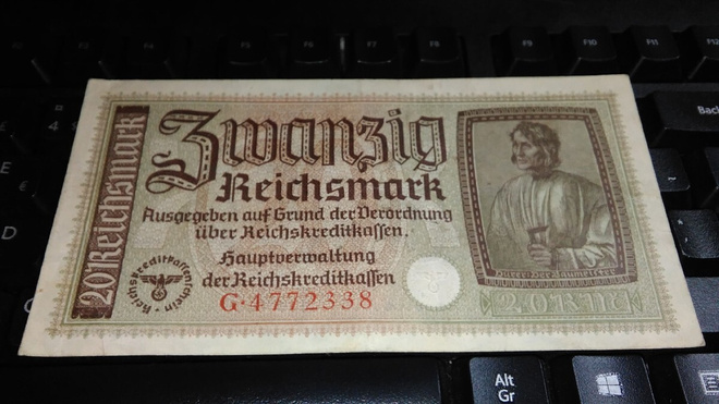 Germany Saksa 20 Mark 1940-45 P139 VF