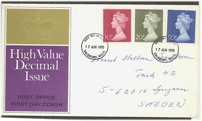 Englanti Mi 549-51 FDC Fuotsiin