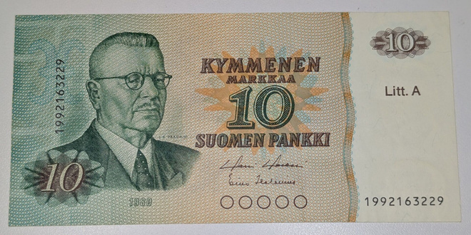 10 Markkaa 1980 Litt. A Korvaava 1992163229