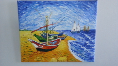 Öljyvärityö Sisustustaulu van Gogh Boats at Saintes Maries