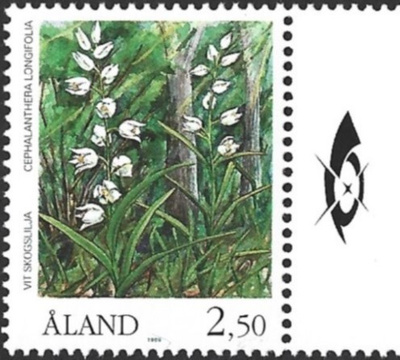 ÅL 1989 Kämmekkäkasvit 2,50 mk välilöpari logo ** LaPe 034