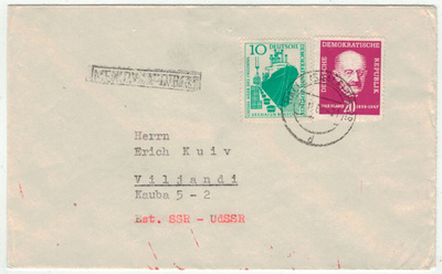 DDR Mi 627 ym kirje Neuvosto Viroon