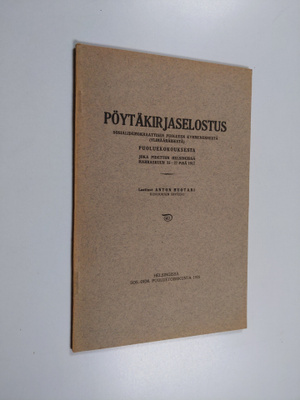 Pöytäkirjaselostus sosialidemokraattisen puolueen kymmene...