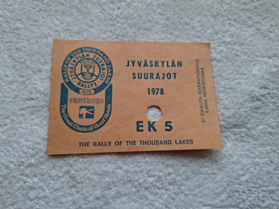 Jyväskylän suurajot pääsylippu 1978 EK 5