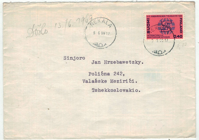 1969 I.L.O. kirje CSR:ään