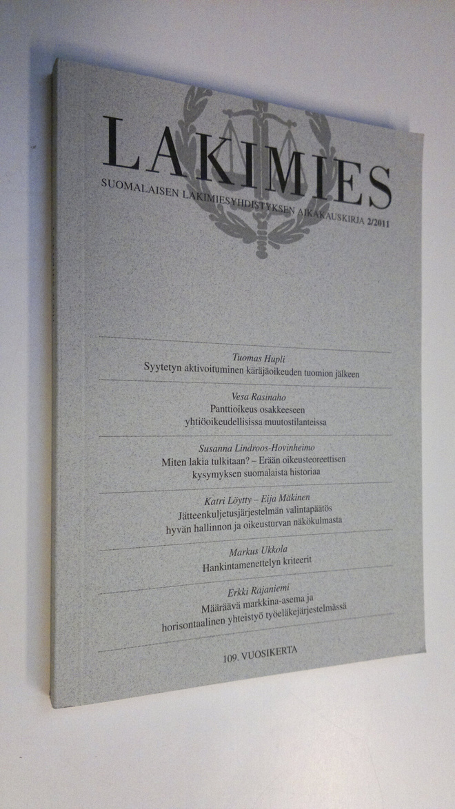 Lakimies 2/2011 : Suomalaisen lakimiesyhdistyksen aikakau...