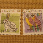 Sveitsi 1991: käyttömerkkejä - jänis ja pöllö - pikkukuva 1