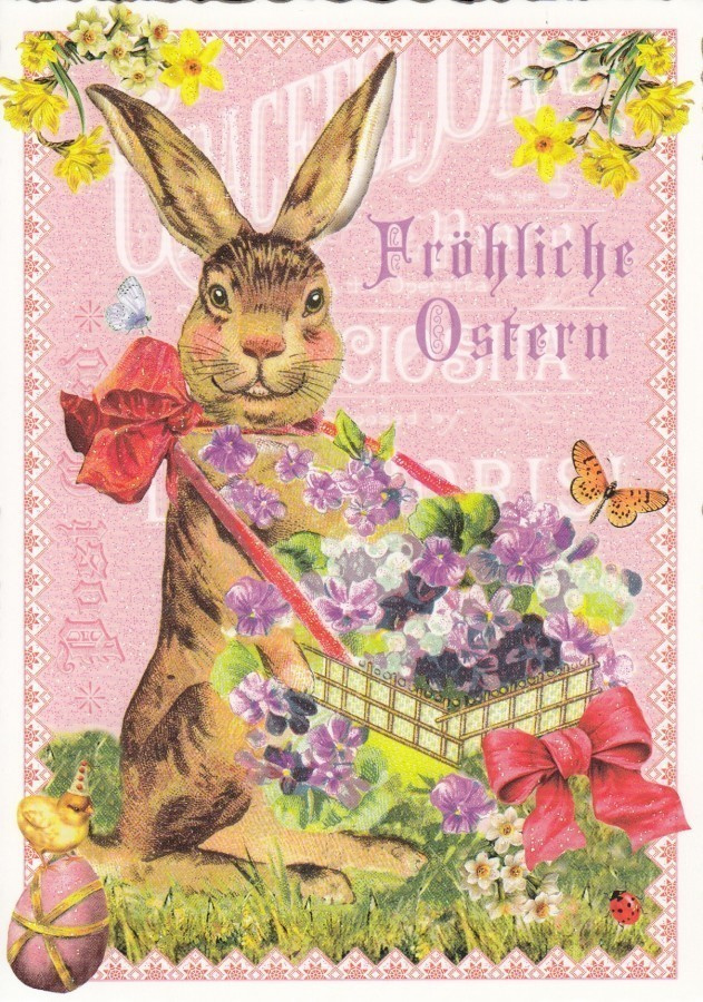 Pääsiäispupulla orvokkeja (Tausendschön-kortti)