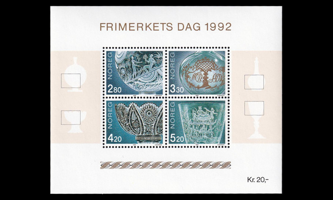 Norja 1101-4BL18 ** Postimerkin päivä, lasitaidetta (1992)