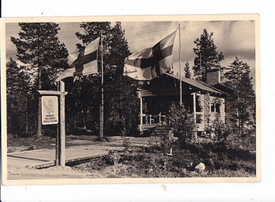 VANHA Postikortti Lappi Napapiiri Suomen Lippu 1954