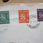 Malli 30 (3 arvoa) FDC-kuori 1947 Ruotsiin tuloleimoin - pikkukuva 2