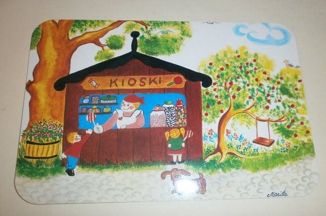 Marita Laitakari: Kioskilla, väripk, p. 1994