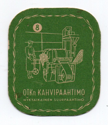 Kahvilappu OTK:n KAHVIPAAHTIMO n:o 8