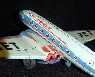 Vanha peltilelu Comet lentokone 1950 luvulta
