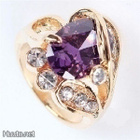 46 .. 14k Kulta Duble Swarovski Amethyst .. Sormus - pikkukuva 1