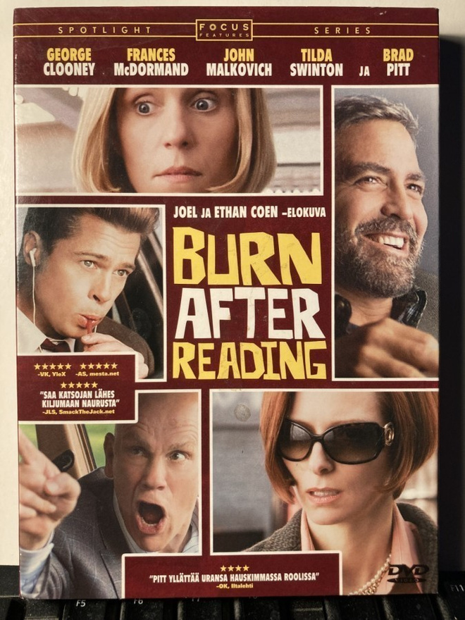 BURN AFTER READING, DVD, Coen, Pitt, McDormand, Malkovich