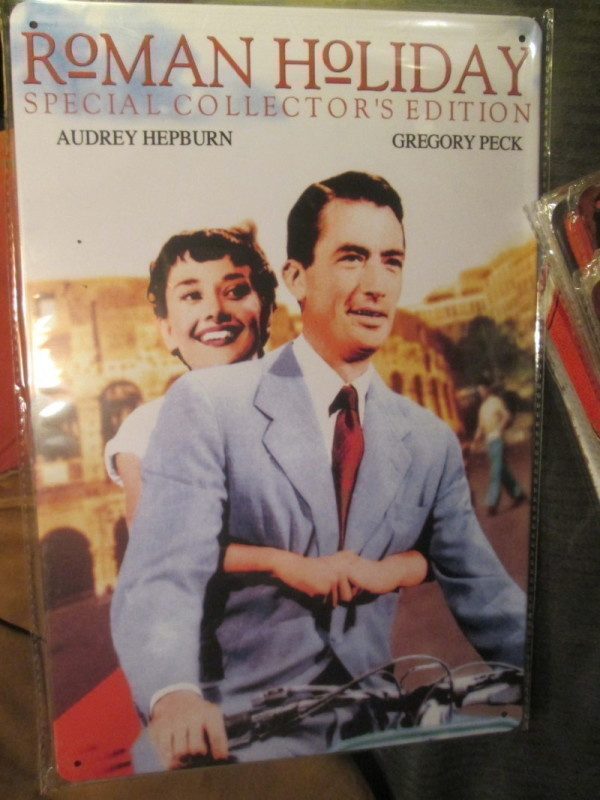 Peltikyltti Loma Roomassa. Audrey Hepburn, Gregory Peck