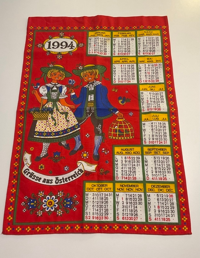 Kalenteripyyhe 1994 , Itävallasta. Käyttämätön