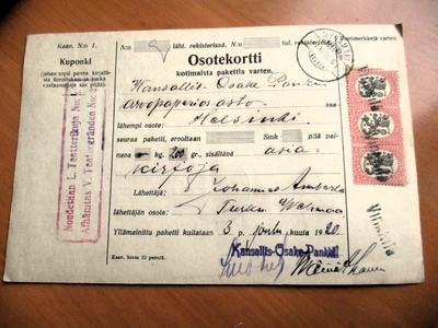 1920 Vinkkilä rivil + Mynämäki osoitekortti
